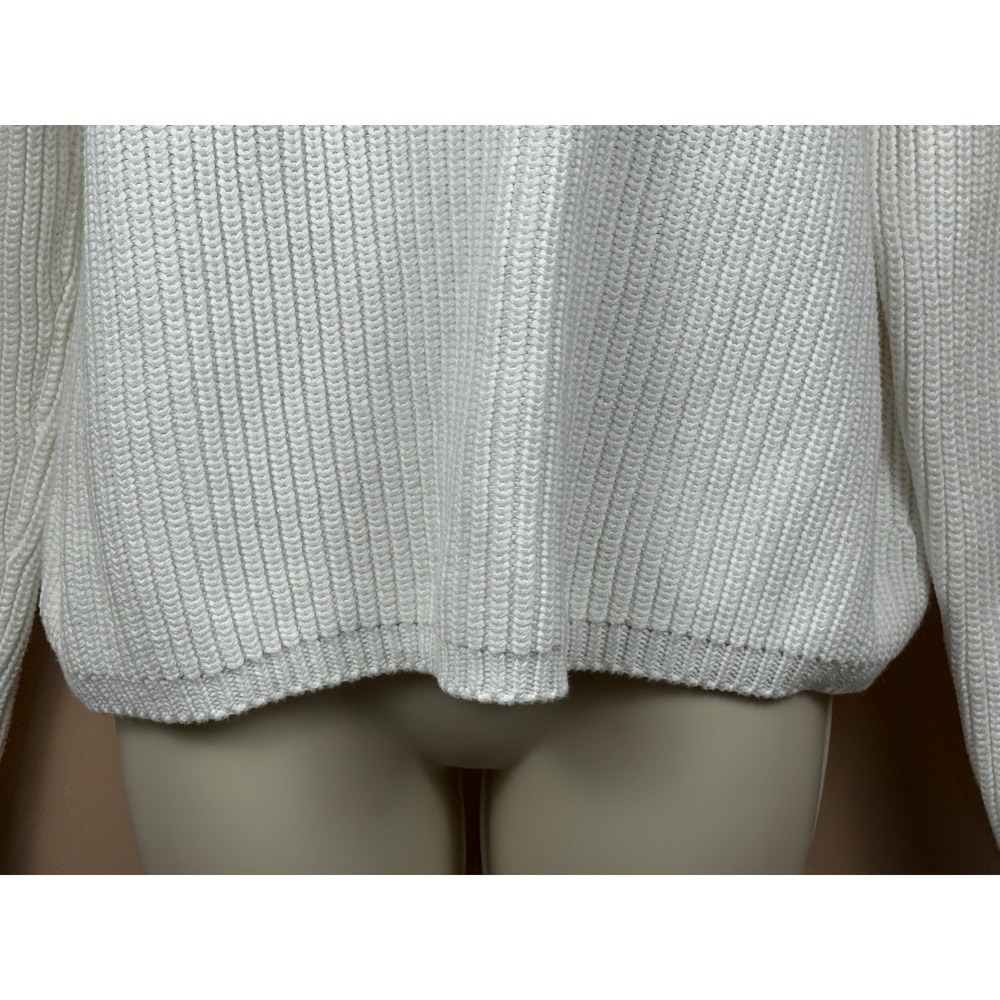 Quince Womens White 100% Organic Cotton Fisherman Sweater Size L Preppy Classic - Picture 4 of 11